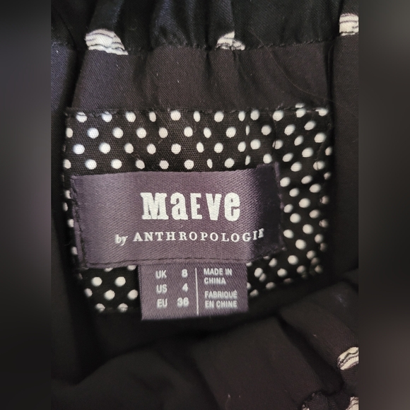 Anthropologie Maeve Black Polka Dot Retro Feminine Belted Gerti Midi Dress 4 - Picture 4 of 12